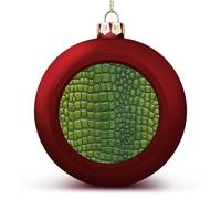 Boules de Noël incassables en cuir de crocodile vert à suspendre pour sapin de Noël, fête de mariage