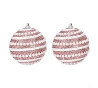 Boules de Noël incassables en mousse 8 cm finition or perle (rose)