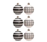 Boules de Noël incassables noires et blanches de 5,99 cm | Lot de 6 décorations de sapin de Noël pour vacances, Nouvel An, ferme, fenêtre, guirlande, maison, salon, cour, hiver B