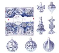 Boules de Noël Incassables Plastique Assorties 18 Multicolores | Ensemble multicolore or vert foncé lac transparent tailles 3-6 cm pour sapins guirlandes couronnes pour surface
