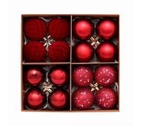 Boules de Noël Incassables Roses 6cm Lot de 16(Berry Red)