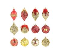 Boules de Noël - INFACTORY - 12 pièces - Rouge et or - Plastique solide - 8 cm