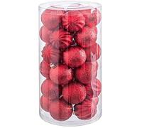 Boules de Noël - LOLAHOME - Lot de 30 - Plastique Rouge - Ø 6 cm - Décoration de fête