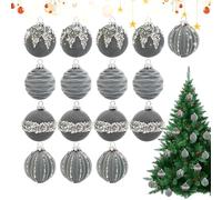 Boules de Noël - Lot de 16 boules de Noël en velours incassable avec strass - 6 cm - Décoration élégante pour le salon, la fenêtre, la fête, les vacances, l'hiver et les fêtes