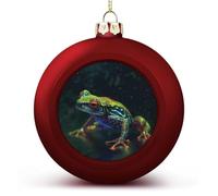Boules de Noël mignonnes en forme de grenouille à suspendre pour fête de Noël, mariage, décoration d'intérieur - Rouge et doré - 6 cm