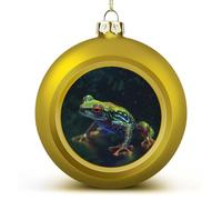 Boules de Noël mignonnes en forme de grenouille à suspendre pour fête de Noël, mariage, décoration d'intérieur - Rouge et doré - 6 cm