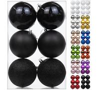 Boules de Noël Noir Geante décoration Sapin de Noël Lot de 6, 3.9"/10CM Boules Suspendues pour Sapin de Noël, pour Décoratives Vacances Fourniture De Fête De Mariage Maison Festival Décors