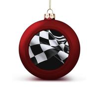 Boules de Noël ornementales, formule noire et blanche, drapeaux à carreaux, motif imprimé, décorations de sapin de Noël, décorations de vacances, boules de Noël à suspendre