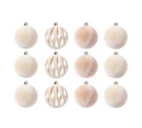 Boules De Noël Ornements,12 Pièces De Boules Flockées pour Décoration,8 cm Ornement pour Arbre Incassable - pour Intérieur Fêtes Célébrations Soirées Hiver Fenêtre Et