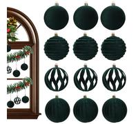 Boules De Noël Ornements - Velours Rouge Et Vert,Boules De Sapin De Fêtes Et Décorations De Noël - pour Fête Décoration Maison Intérieur Extérieur Cheminée Cuisine Chambre Bureau Jardin