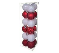 Boules de Noël - PARIS PRIX - Colorama - 18 pièces - 3 cm - Rouge & Blanc
