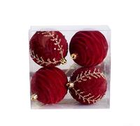 Boules de Noël peintes à la main en velours pour décoration d'arbre à faire soi-même, idées de décoration de vacances (A)