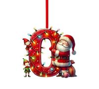 Boules de Noël personnalisées en acrylique à suspendre avec initiales de A à Z - Petit cadeau de Noël - Motif Père Noël et bonhomme de neige (O, 8 cm)