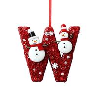 Boules de Noël personnalisées en acrylique à suspendre avec initiales de A à Z - Petit cadeau de Noël - Motif Père Noël et bonhomme de neige (W 8 cm)