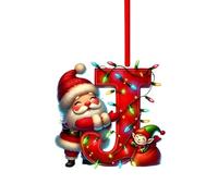 Boules de Noël personnalisées en acrylique à suspendre avec initiales de A à Z - Petit cadeau de Noël - Père Noël et bonhomme de neige (J 8 cm)