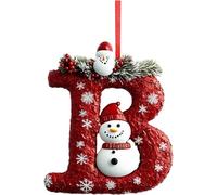 Boules de Noël personnalisées en acrylique à suspendre avec initiales de A à Z - Petit cadeau de Noël - Motif Père Noël et bonhomme de neige (B, 8 cm)