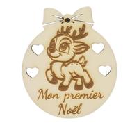 Boules de noël personnalisées en Bois, Artisanale, éco Responsable, Fabrication française (Premier noël Rond)