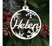 Boules de Noël personnalisées en forme de flocon de neige ornement personnalisé découpé au laser avec différents noms d'ornement de Noël à suspendre en bois