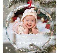 Boules de Noël personnalisées pour la famille, décoration personnalisée 2025 pour le premier Noël en famille de trois boules pour décorations d'arbre, idées de décoration d'arbre de Noël pour parents