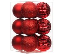 Boules de Noël Rouge décoration Sapin de Noël Lot de 16, 8CM/3.1" Boules Suspendues pour Sapin de Noël, pour Décoratives Vacances Fourniture De Fête De Mariage Maison Festival Décors