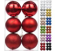 Boules de Noël Rouge Geante décoration Sapin de Noël Lot de 6, 3.9"/10CM Boules Suspendues pour Sapin de Noël, pour Décoratives Vacances Fourniture De Fête De Mariage Maison Festival Décors