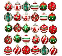 Boules de Noël Rouge Oro et Vert,30pcs Boule d'arbre de Noël Ornement de Sapin de Noël, Peint Boule Noel Plastique avec Lanière pour Decoration Sapin Noel (Rouge et Vert)