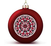Boules de Noël rouges à motif géométrique indigène incassables à suspendre pour sapin de Noël, vacances, fête de mariage