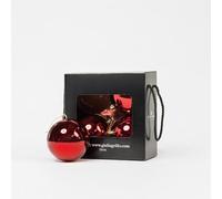 Boules de Noël Rouges Brillantes 10 cm Giulia Grillo, Lot de 4 | Plastique incassable, capuchon et cordon, surface miroir qui reflète les lumières, boîte à fenêtre, pour sapin