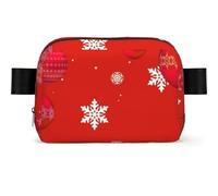 Boules de Noël Rouges et Blanches, Flocons de Neige,Sac Banane carré de Voyage, Sac de Poitrine décontracté, Sac Banane pour Hommes et Femmes
