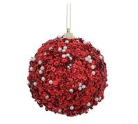 Boules de Noël scintillantes à suspendre au sapin, incassables et boules avec paillettes pour décorations de vacances et d'événements (rouge)