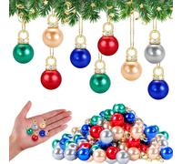 Boules de Noël Scintillantes Multicolores, Mini Boules de Noël avec Fil doré, Boules Imitation Perles, 100 Pcs, 1.6cm Ø