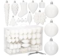 Boules de Noël - SPRINGOS® - 72 pcs - Plastique - Blanc - 8 cm