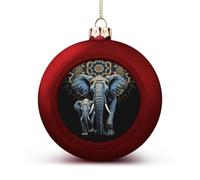 Boules de Noël suspendues, deux éléphants sur fond imprimé boules de Noël, boules de Noël de fête, boules de Noël