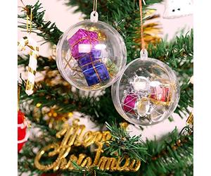 Boules de Noël Transparente 10 cm, Uten 20 Pcs Acrylique Boules à Remplir en Plastique Idéal pour Noël Sapin Pâque Anniversaire Mariage Ornements Décoratifs pour Chambre