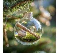 Boules de Noël transparentes de 8 cm en plastique - Pendentif en forme de boule de sport - Décorations créatives pour sapin de Noël pour mariage, fête, décoration d'intérieur (baseball)