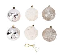 Boules de Noël Velours 6 Pièces 8 cm PVC Flockées Vert et Rouge - Ornements Suspendus Élégants pour Décoration Sapin, Fêtes et Ambiance Chaleureuse