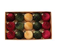 Boules De Noël - Velours Floqué, Décoration Rustique | Ensemble De 15 Unités 8 Cm avec Finition Douce pour Chambre Salle De Bain Couloir Bureau Ambiance Saisonnière Hivernale