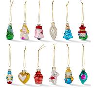 Boules De Noël Verre Vintage 12 Pièces 4 Cm Décorations À Suspendre Pour Arbre Ancien Kitsch Ornement Festif Charme Traditionnel