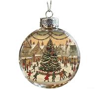 Boules de Noël vintage avec Père Noël, bonhomme de neige, chalet, décorations à suspendre pour sapin de Noël (ville de Noël)