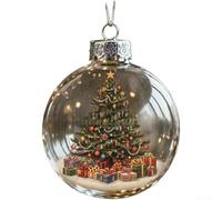 Boules de Noël vintage avec Père Noël, bonhomme de neige, chalet, décorations à suspendre pour sapin de Noël (arbre de Noël)