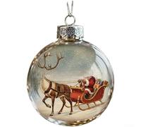Boules de Noël vintage avec Père Noël, bonhomme de neige, chalet, décorations à suspendre pour sapin de Noël (Père Noël)