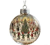 Boules de Noël vintage avec Père Noël, bonhomme de neige, chalet, décorations à suspendre pour sapin de Noël (fête de Noël)