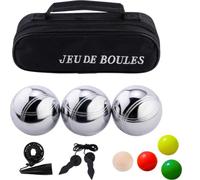 Boules de Pétanque Métal, 74mm, 720g, Sacoche et Accessoires | Set De Pétanque Est Livré Avec Une Sacoche, 1 Cochonnet En Bois, 3 Cochonnets Fluorescents, 1 Chiffonnette, 1 Mètre Ruban