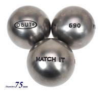 Boules De Pétanque Obut Match It Inox 75mm : Méta Gris 57230 Gris