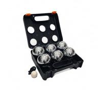 Boules de pétanque Relaxdays, 6 Boules en Acier, Ensemble avec Boule Cible, mesureur de Distance et Coffret, Noir/Argent