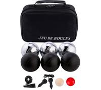 Boules de Pétanque Triplette 6 Boules Métal 74 mm 720 g, Sac Nylon, 2 Cochonnets, Cordon de Mesure, Ramasse-Boule Magnétique Adulte