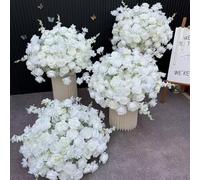 Boules de roses artificielles centres table mariage, fausses fleurs blanches boule d'hortensia rose, bouquet d'arrangement boules florales en soie pour tables fête, décoration intérieure (60cm)