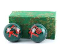 Boules de santé Qi Gong - LA CHINEUSE - Modèle Bonheur - 40 mm - Émail cloisonné - Vert