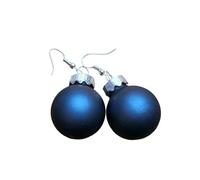 Boules de sapin de Noël Boucles d'oreilles Miniblings Boule de Noël Bleu mat - Bijoux fantaisie faits à la main I Noël Xmas - Boucles d'oreilles pendantes plaqué argent