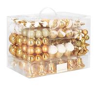 Boules de Sapin de Noël SPRINGOS 155 pièces. Décorations de Noël en Plastique de Couleur Or Couronne de l'Avent de Sapin de Noël